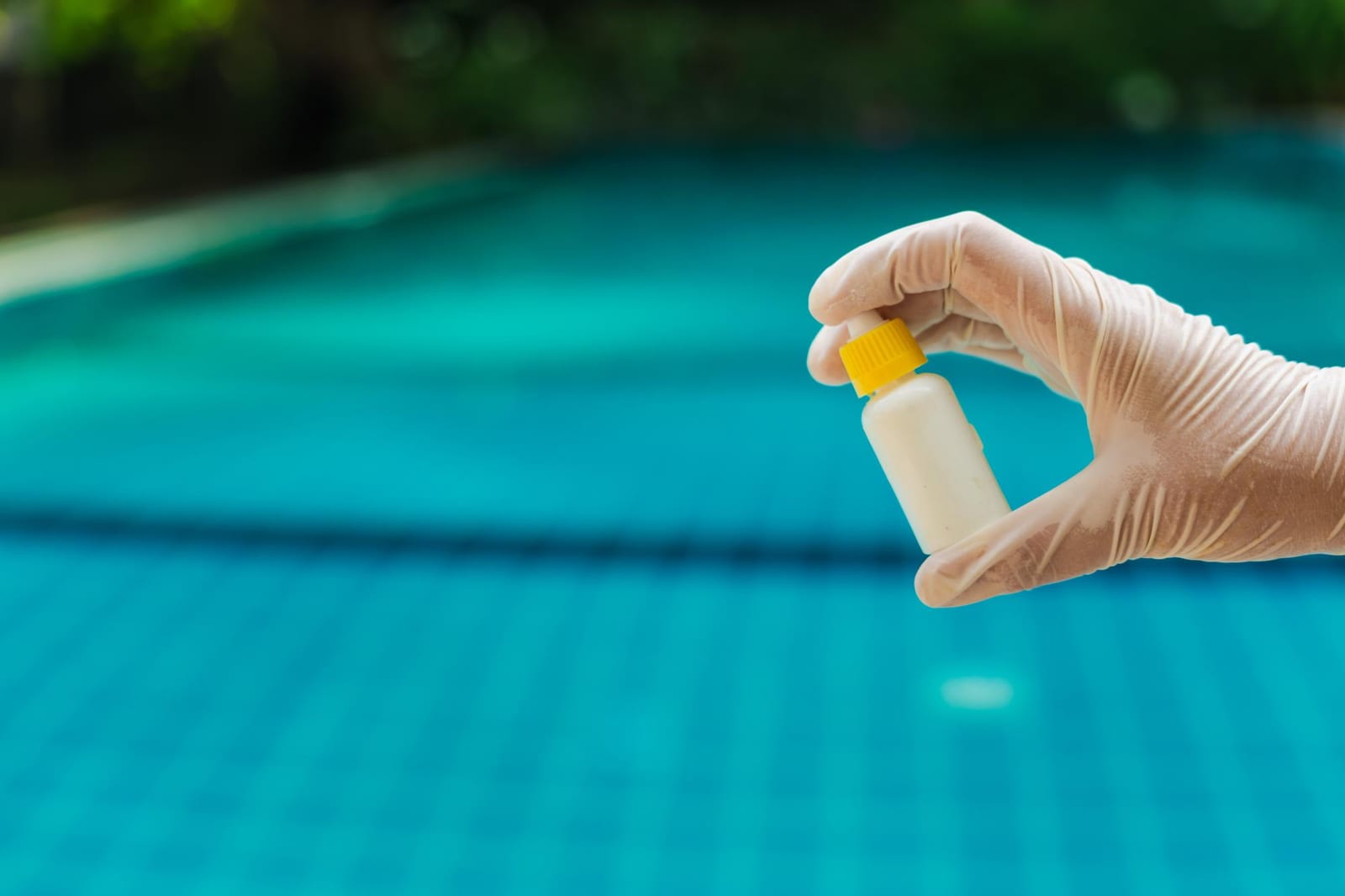 Backyard pool equipment pad with new filtration hardware during a tune-up