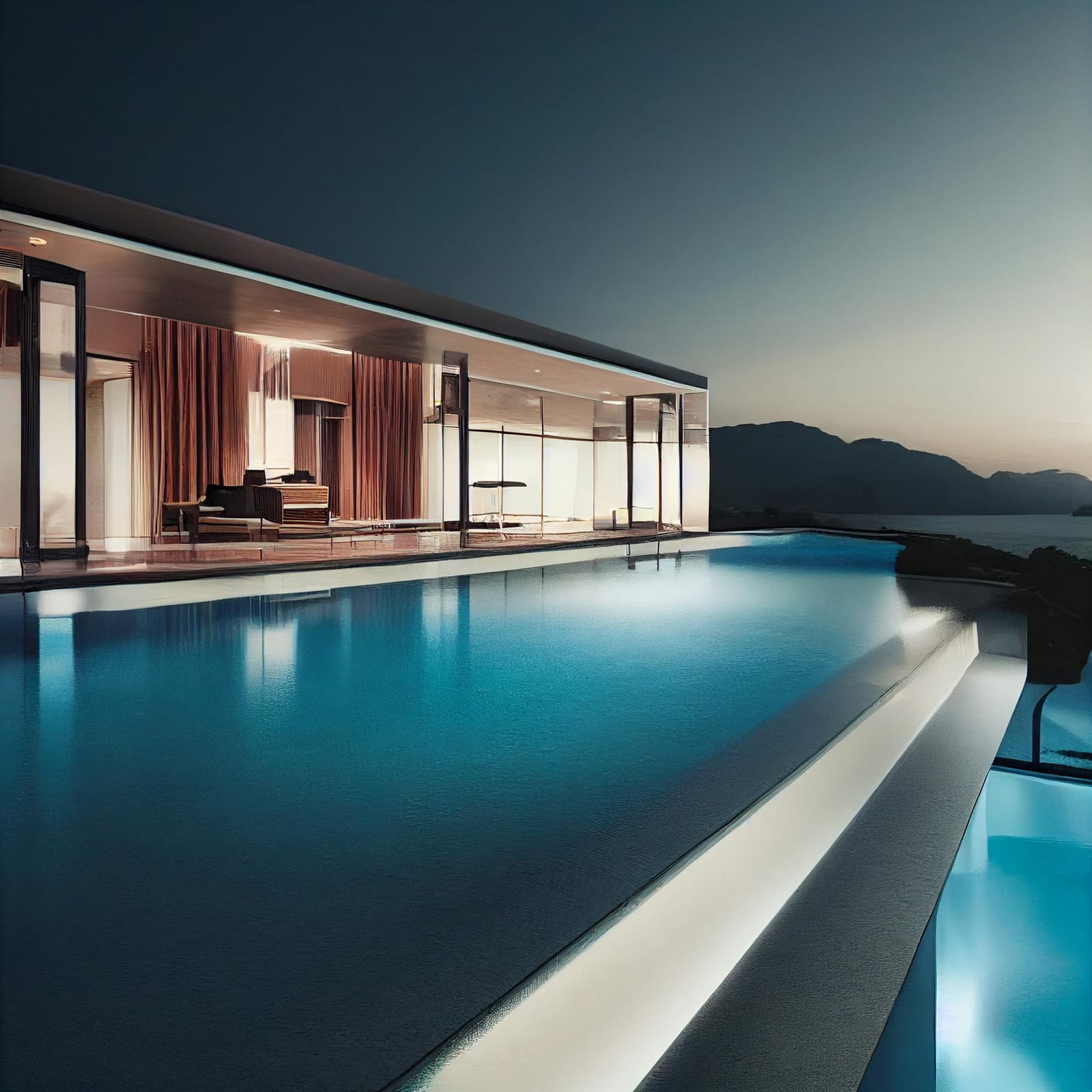 In-ground pool with a safety cover fitted for the off-season